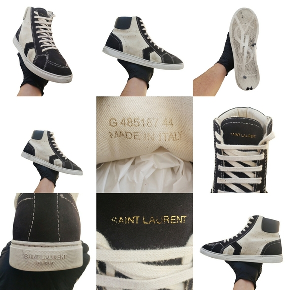 Rare Saint Laurent Paris Leather Suede Anibe Holes Joe High Top Sneakers G485187 - Picture 4 of 16
